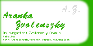 aranka zvolenszky business card